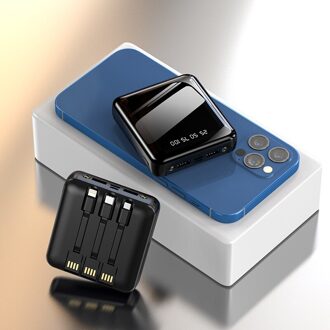 10000Mah Draagbare Mini Power Bank Spiegel Screen Led Display Powerbank Externe Batterij Poverbank Voor Smart Mobiele Telefoon zwart 10000mAh