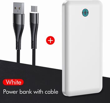 10000Mah Led Display Powerbank Draagbare Oplader Quick Externe Batterij Power Bank Voor Iphone Xiaomi Mi 9 Iphone Usb Type C Power wit met kabel