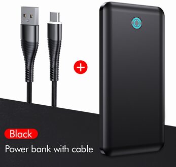 10000Mah Led Display Powerbank Draagbare Oplader Quick Externe Batterij Power Bank Voor Iphone Xiaomi Mi 9 Iphone Usb Type C Power zwart met kabel