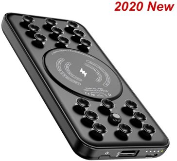 10000Mah Power Bank 18W Pd Snelle Opladen Draadloze Batterij Case Voor Iphone Samsung Huawei Xiaomi Zuignap Zuig opladen zwart