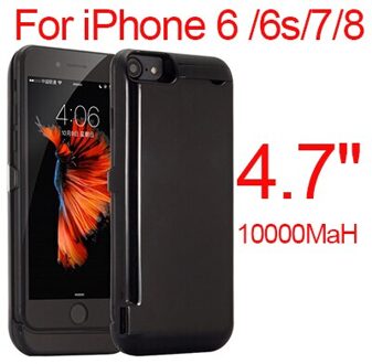 10000Mah Powerbank Case Voor Iphone 6 6s 7 Plus Case Battery Charger Voor Iphone 6 6s 7 8 Plus Case Power Bank Opladen Case zwart 6 6S 7 8