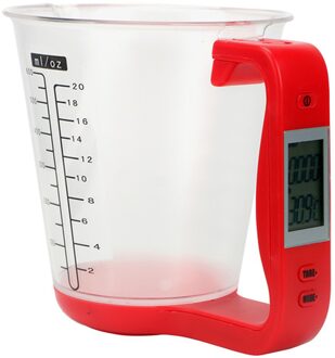 1000G Elektronische Digitale Keuken Weegschaal Meting Cup Met Lcd-scherm Digitale Schaal Draagbare Keuken Meetinstrumenten Rood