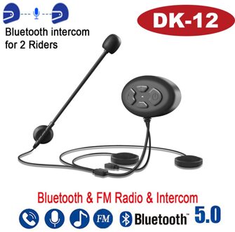 1000M Bluetooth 5.0 Intercom Motorhelm Headset Voor 2 Rijders Draadloze Walkie Talkie Motor Stereo Interphone MP3 Handsfree DK-12