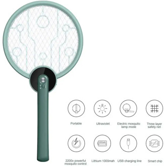 1000mAh Foldable Electronic Mosquito Swatter Electric Mosquito Killer Insect Racket USB Rechargeable Zapper Kill Fly Bug Trap