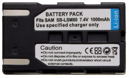 1000Mah LSM-80 SB-LSM80 LSM80 Camera Batterij Rechageable Batterij Voor Samsung VP-DC175 VP-DC565 VP-DC575 SC-D357