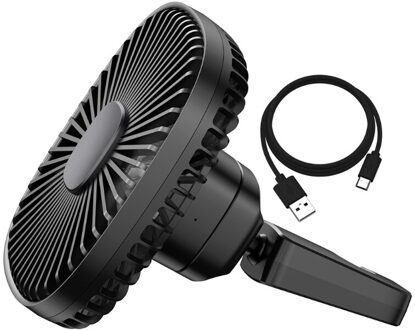 1000Mah Magnetische Usb Oplaadbare Truck Suv Auto Achterbank Hoofdsteun 2 Speed Fan Outdoor Desktop Air Cooling Fan Multifunctionele zwart