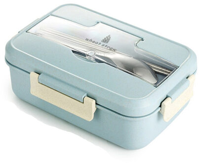 1000Ml Eco Bento Box Student Kantoor Outdoor Reizen Volwassen Kinderen Lunchbox Magnetron Verwarmd Voedsel Container Maaltijd Prep blauw