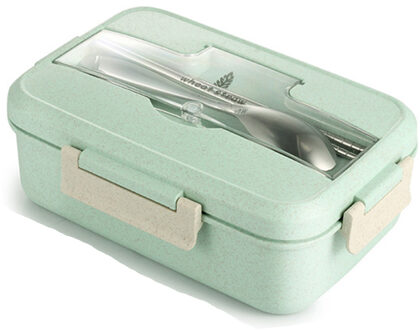 1000Ml Eco Bento Box Student Kantoor Outdoor Reizen Volwassen Kinderen Lunchbox Magnetron Verwarmd Voedsel Container Maaltijd Prep groen