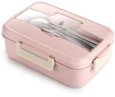 1000Ml Eco Bento Box Student Kantoor Outdoor Reizen Volwassen Kinderen Lunchbox Magnetron Verwarmd Voedsel Container Maaltijd Prep roze