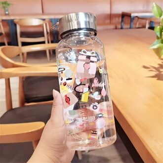 1000Ml Grote Capaciteit Glas Water Drinken Flessen Voor Kid Meisjes Bpa Gratis Creatieve Water Fles School Reizen Mok Koffie thee Cup Roze