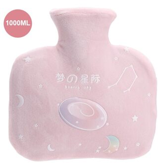 1000Ml Leuke Warmwaterkruik Zak Dikke Rubberen Water Vullen Handwarmer Verwarming Zakken Explosieveilige Draagbare water Zakken roze