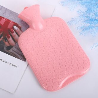 1000Ml Winter Thermosfles Warm Water Fles Handwarmer Effen Kleur Verdikte Pvc Silicone Rubber Warm Water Fles Huishouden roze