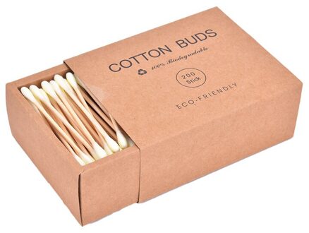 1000Pcs Kleur Mix Bamboe Katoen Double Head Volwassen Make-Up Wattenstaafjes Hout Steekt geel