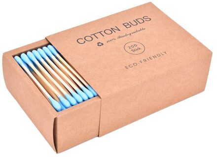 1000Pcs Kleur Mix Bamboe Katoen Double Head Volwassen Make-Up Wattenstaafjes Wood Sticks Blauw