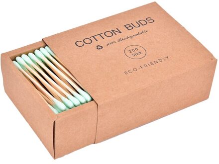 1000Pcs Kleur Mix Bamboe Katoen Double Head Volwassen Make-Up Wattenstaafjes Wood Sticks groen