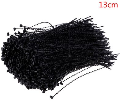 1000Pcs Lock Pin Veiligheid Loop Plastic Grondstoffen Kleren Prijs Label Tagging Pin Plastic Bead Chain Bead Met Opknoping Logo touw zwart 13cm