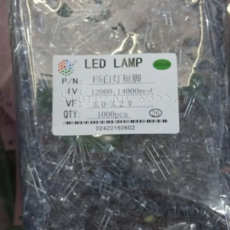 1000pcs / lot white 5mm round LED lamp beads white super bright LED Light-emitting diodes (high quality leds)