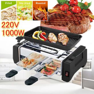 1000W Niet Stok Elektrische Bbq Grill Keuken Barbecue Machine Gegrilde Vlees Pan Contact Grill 2 Type Koekenpan Voor thuis Winkel Kok