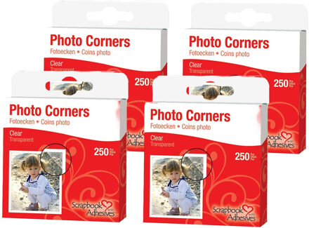 1000x fotohoekjes zelfklevend - transparant - 10 x 10 mm - foto album plakkers/stickers