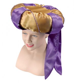 1001 nacht Sultan tulband verkleed hoed - goud/paars - volwassenen - carnaval - themafeest