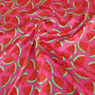 100cm * 148cm Watermeloen Gedrukt Satijnen Voering Stof Tissu Beddengoed Rokken Shirt Jurk Gladde Polyester doek Materiaal