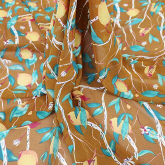 100cm * 150cm Bruin perzik boom Chiffon Stof Parel Georgette Print Chiffon Materiaal Gown rok shirt mode doek