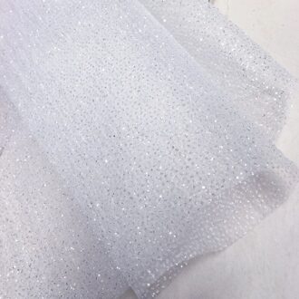 100Cm * 150Cm Zachte Gebronsde Mesh Kant Stof Bruiloft Sluier Diy Transparante Jurk Dabricsequin wit