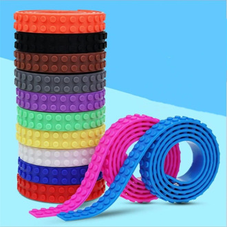 100CM 2X115 Dots Building Blocks Tape Strip Base Toy Bendable Flexible Soft Kids Adults DIY Building Plastic Loops Adhesive Tape
