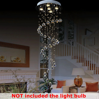 100cm Modern LED Double Spiral Crystal Chandelier Lighting for Foyer Stair Staircase Bedroom Hotel Hall Hanging Suspension Lamp