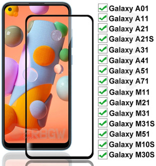 100D Protective Glass For Samsung Galaxy A01 A11 A21 A31 A41 A51 A71 Screen Protector M11 M21 M31 M51 M10S M30S Glass Film Case