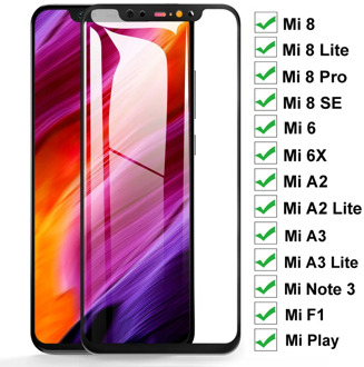 100D Protective Glass For Xiaomi pocophone F1 Mi 8 SE Mi8 Pro 6 6X Mi Play A2 A3 Lite Tempered Screen Protector Glass Film Case