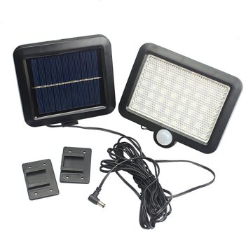 100Leds Solar Power Outdoor Waterdichte Tuin Hek Patio Beveiliging Pir Infrarood Motion Sensor Light Wall Mounted Night Lamp warm wit