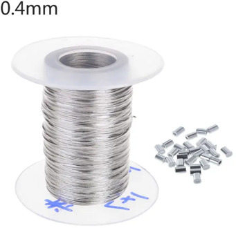 100m Stainless Steel Wire Rope Soft Fishing Lifting Cable with 30Pcs Aluminum Ferrules 0.3mm/0.4mm/0.5mm