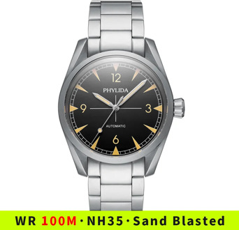 100M Waterproof NH35 Men's Automatic Watch Luxury Sport Mechanical Wristwatch Full Sand Blasted Black Dial Rail master Homage