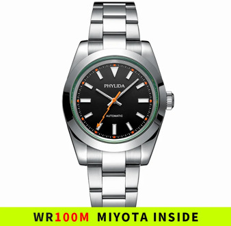100M WR 39mm Automatic Mechanical Luxury Everyday Watch milgauss Homage Lightning Bolt Hands 10Bar Waterproof Black Dial