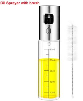 100ml Glas Olijfolie Spuit Lege Fles Olie Dispenser met reinigingsborstel voor Koken Salade Picknick BBQ Keuken Bakken gereedschap