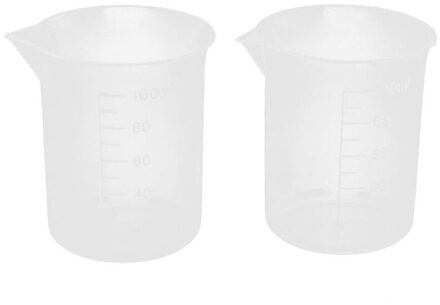 100mL Maatbeker Clear Plastic Maatbeker voor Lab 2 Pcs Meetinstrumenten Maatbeker Huishouden Keuken Koken Tool