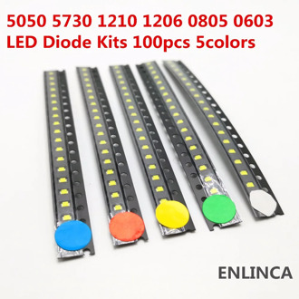 100pcs 0402 0603 0805 1206 smd led Red Yellow Green White Blue Orange light emitting diode Water Clear LED Light Diode Set