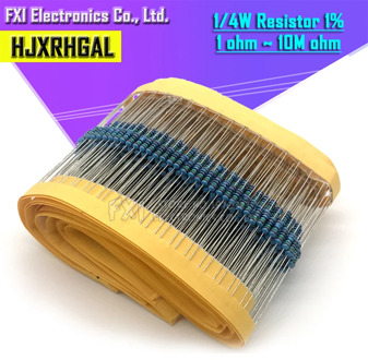 100pcs 1/4W 1R~22M 1% Metal film resistor 100R 220R 1K 1.5K 2.2K 4.7K 10K 22K 47K 100K 100 220 1K5 2K2 4K7 ohm resistance