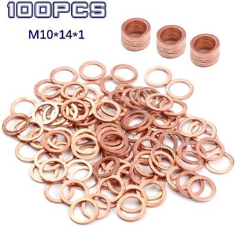 100Pcs 10*14*1Mm Diverse Koper Wasmachine Effen Pakking Kit Carterplug Olie Seal Tool Onderdelen accessoires