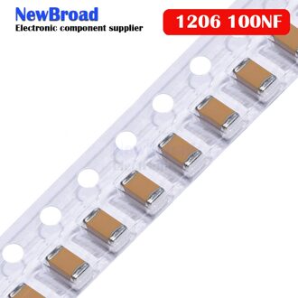 100Pcs 100NF X7R Fout 10% 50V 0.1Uf 104 1206 Smd Condensator