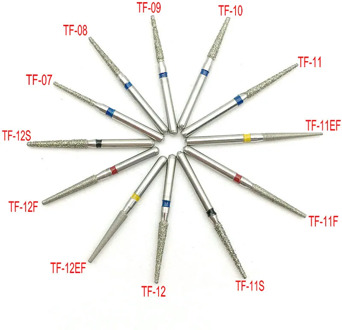 100pcs/10Boxes Dental Diamond Burs Drill TF Series Dental Burs Dia-burs for High Speed Handpiecess Medium Dentist Material