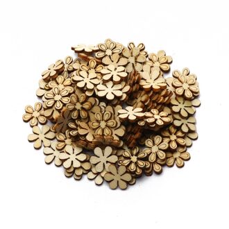 100Pcs 11Mm Bloem Hout Plakjes Ambachten Diy Voor Handgemaakte Thuis Ornamenten Houten Decoratie Scrapbooking Versiering