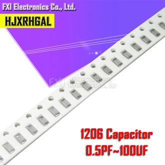 100pcs 1206 50V SMD Thick Film hjxrhgal Chip Multilayer Ceramic Capacitor 0.5pF-100uF 10NF 100NF 1UF 2.2UF 4.7UF 10UF 1PF 6PF