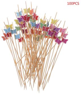 100Pcs 12Cm Vlinder Voedsel Picks Dessert Buffet Fruit Salade Vork Cake Muffin Party Groente Sticks Cocktail Tandenstokers