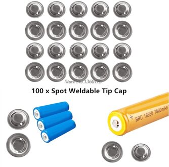 100Pcs 18650 Lithium Batterij Positieve Spot Lassen Tip Cap Platte Kop Te Tip Metalen Beschermende Cap Batterij Accessoires 10.5x1.5
