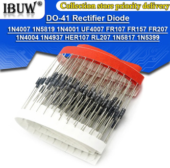 100PCS 1N4007 1N5819 1N4001 UF4007 FR107 FR157 FR207 1N4004 1N4937 HER107 RL207 1N5817 1N5399 DO-41 Rectifier Diode