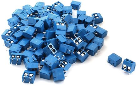 100Pcs 2P Plug-In Schroef Blokaansluiting 5.08Mm Pitch Blauw