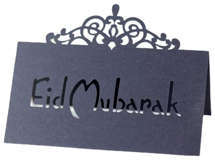 100Pcs 3D Bloemen Kroon Eid Mubarak Tafel Card Ramadan Kareem Holle Letters Papier Placecard Moslim Party Decoratie 2
