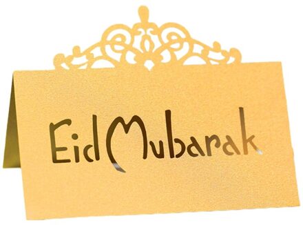 100Pcs 3D Bloemen Kroon Eid Mubarak Tafel Card Ramadan Kareem Holle Letters Papier Placecard Moslim Party Decoratie 4